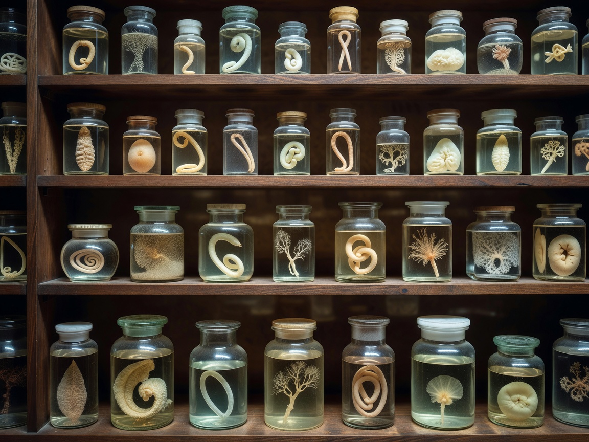 Meguro Parasitological Museum specimen jars display